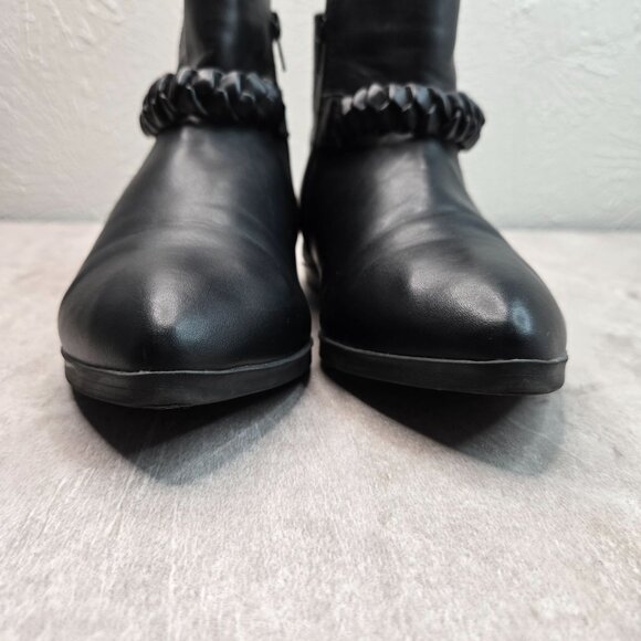 Comfortview Pointed Ankle Booties 7.5 Wide Fit Black Moto Short Heeled Bootie - Picture 3 of 11